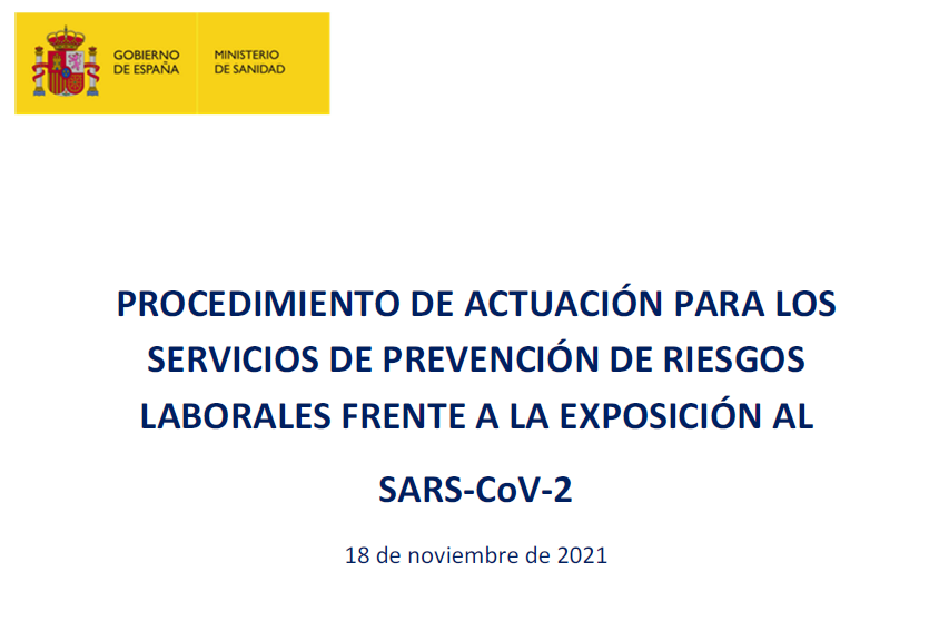 Nueva actualización Procedimiento actuación Servicios de Prevención Covid-19