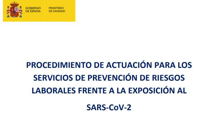 Procedimiento de actuación para los servicios de prevención de riesgos laborales frente a la exposición al SARS-CoV-2