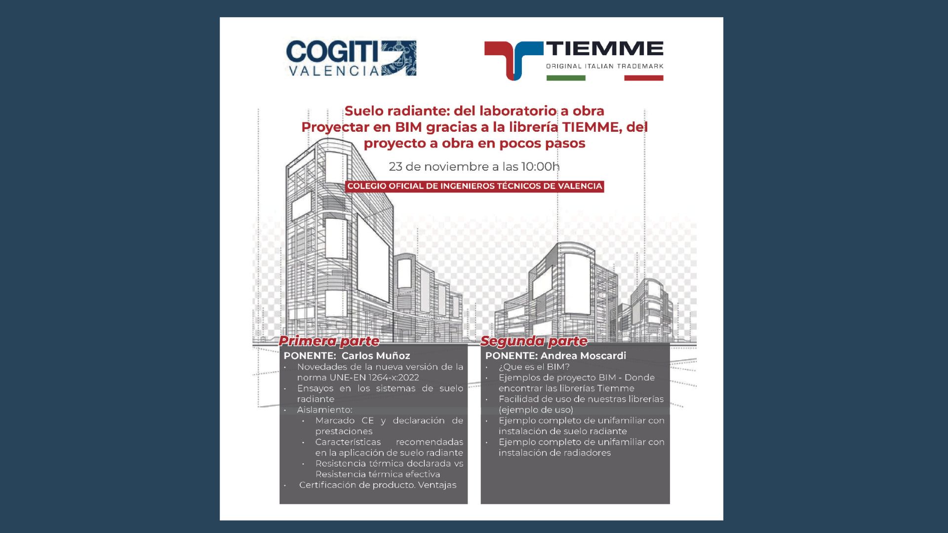 Jornada gratuïta: Sòl radiant del laboratori a l’obra. Projectar en BIM gràcies a la llibreria Tiemme, del projecte a obra en pocs passos